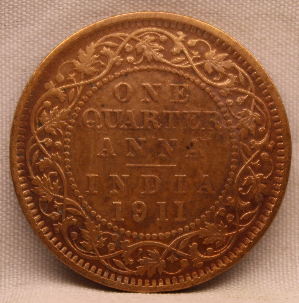 Quarter  Anna 1911 George V Copper coins