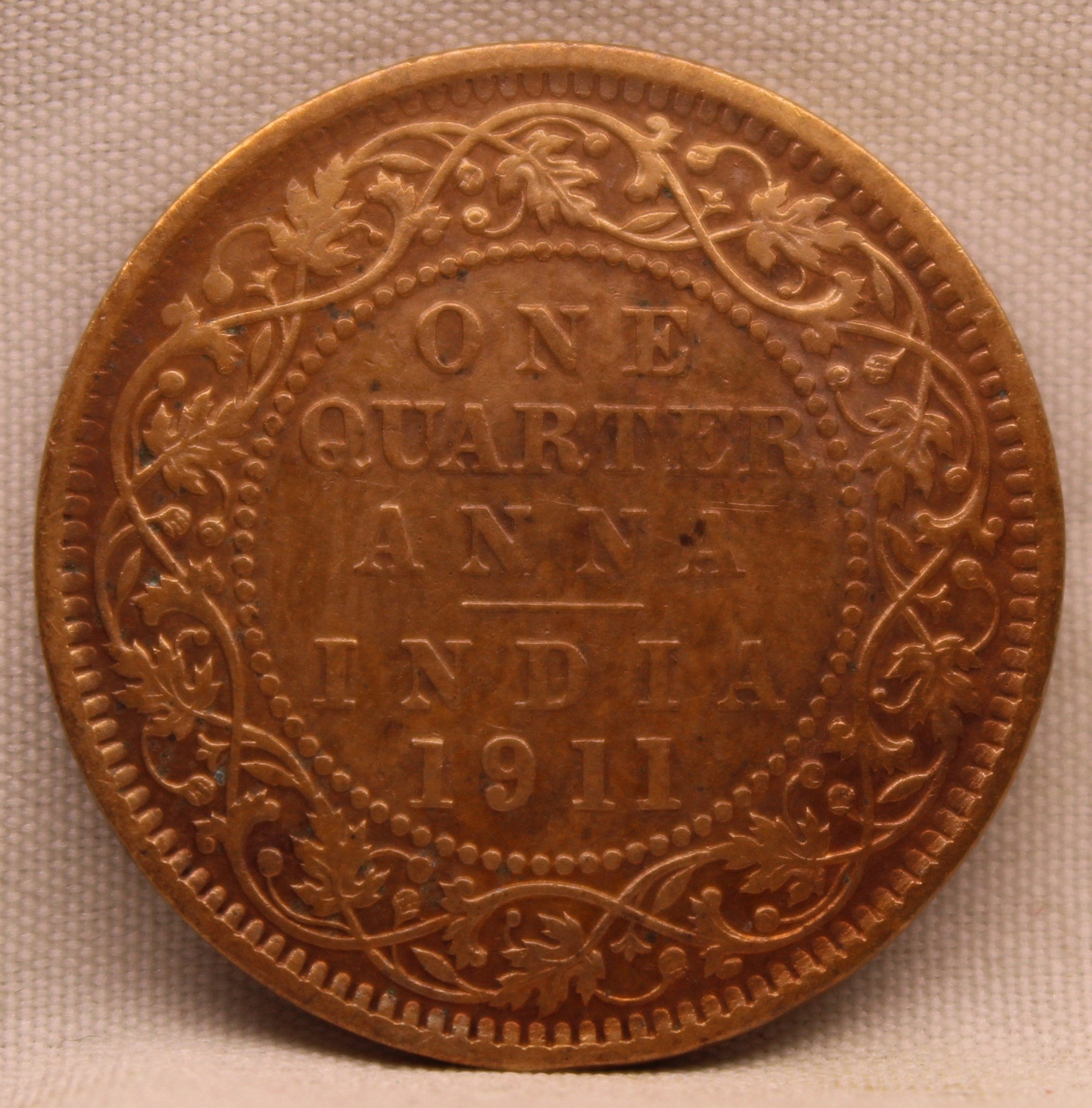 Quarter  Anna 1911 George V Copper coins
