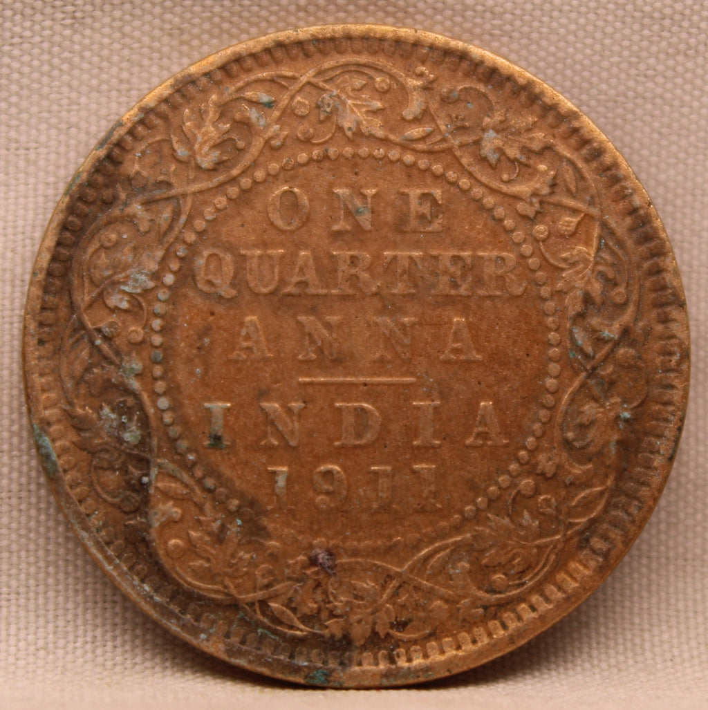 Quarter  Anna 1911 George V Copper coins
