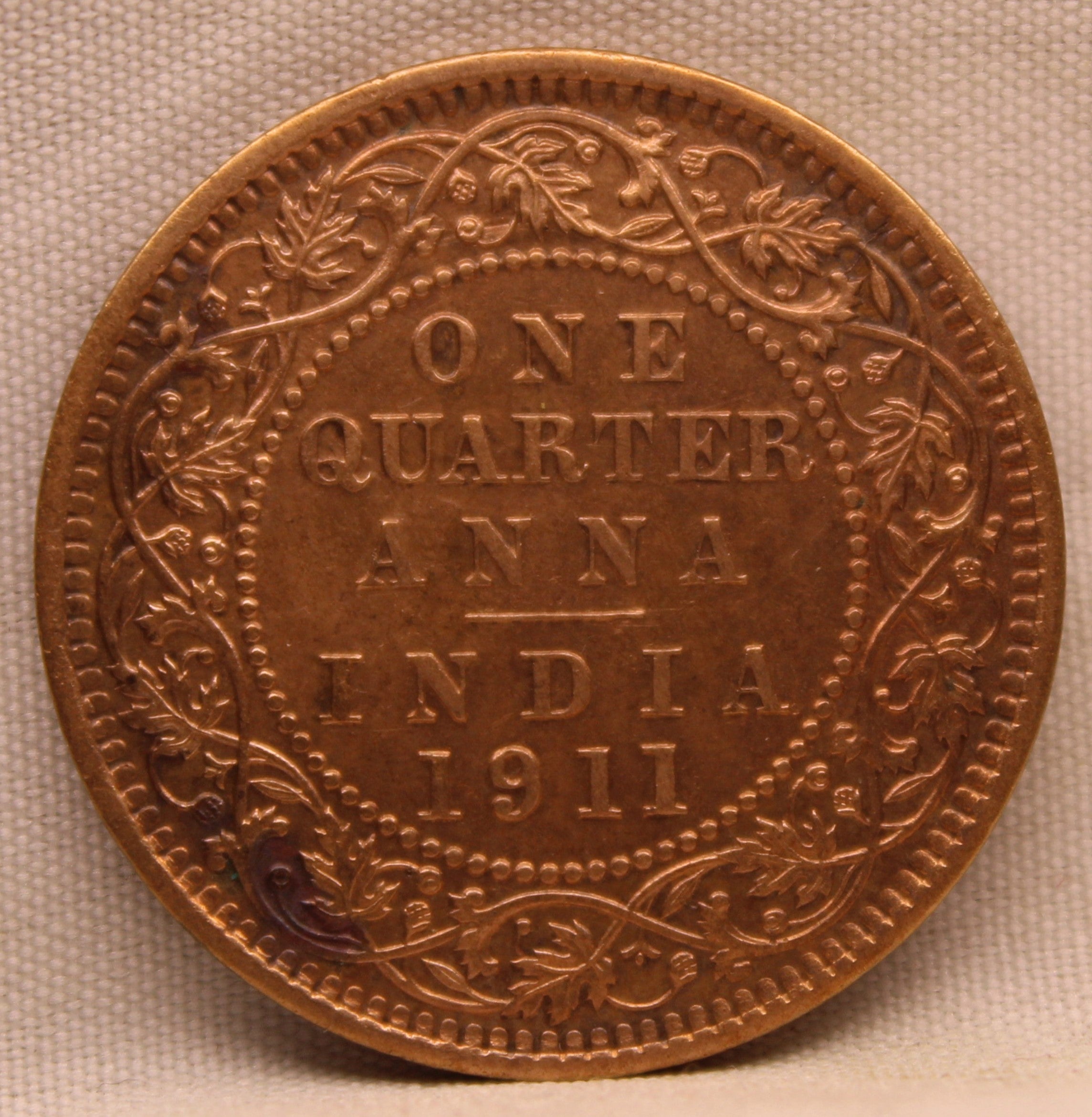 Quarter  Anna 1911 George V Copper coins
