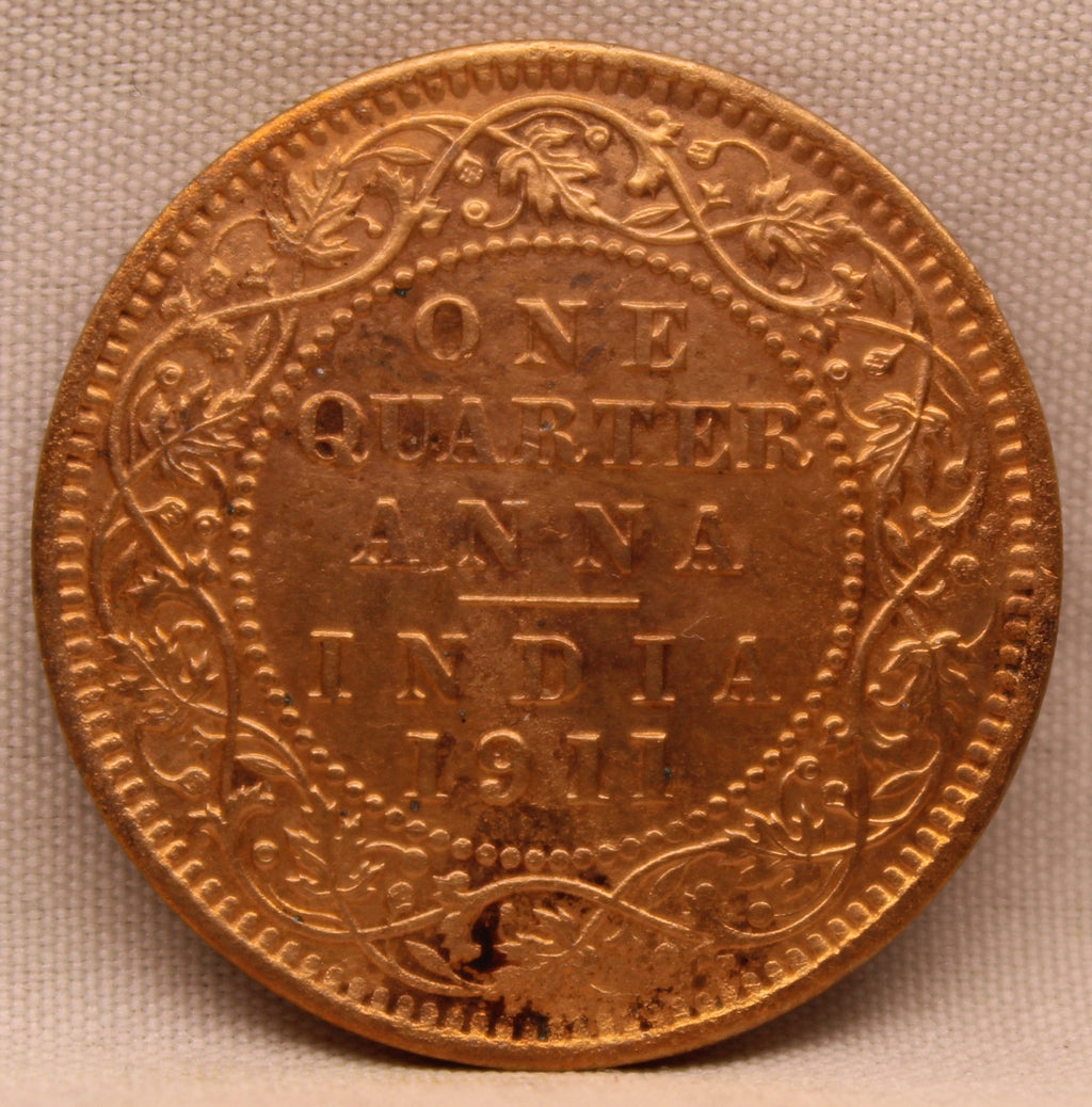 Quarter  Anna 1911 George V Copper coins