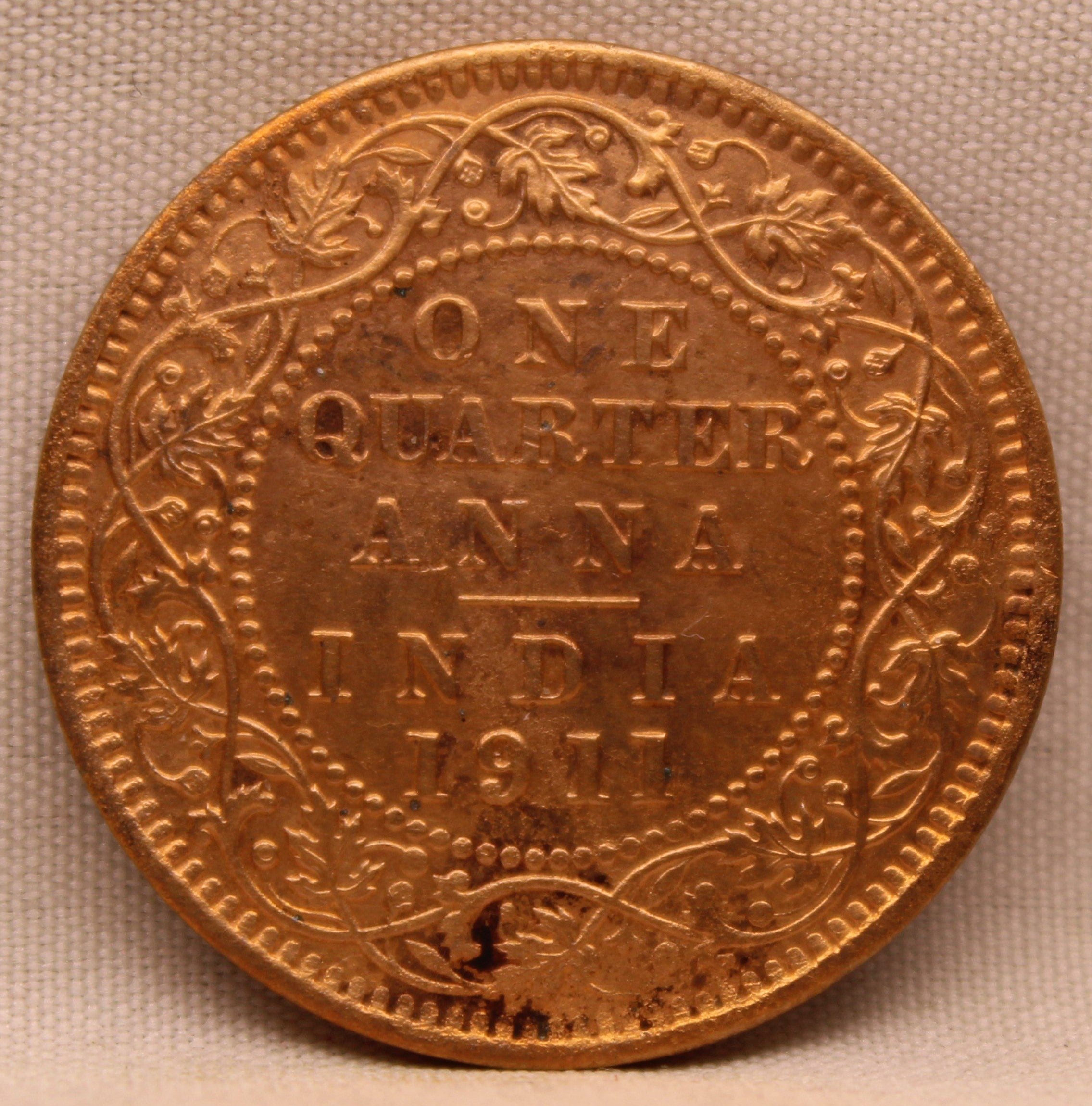 Quarter  Anna 1911 George V Copper coins
