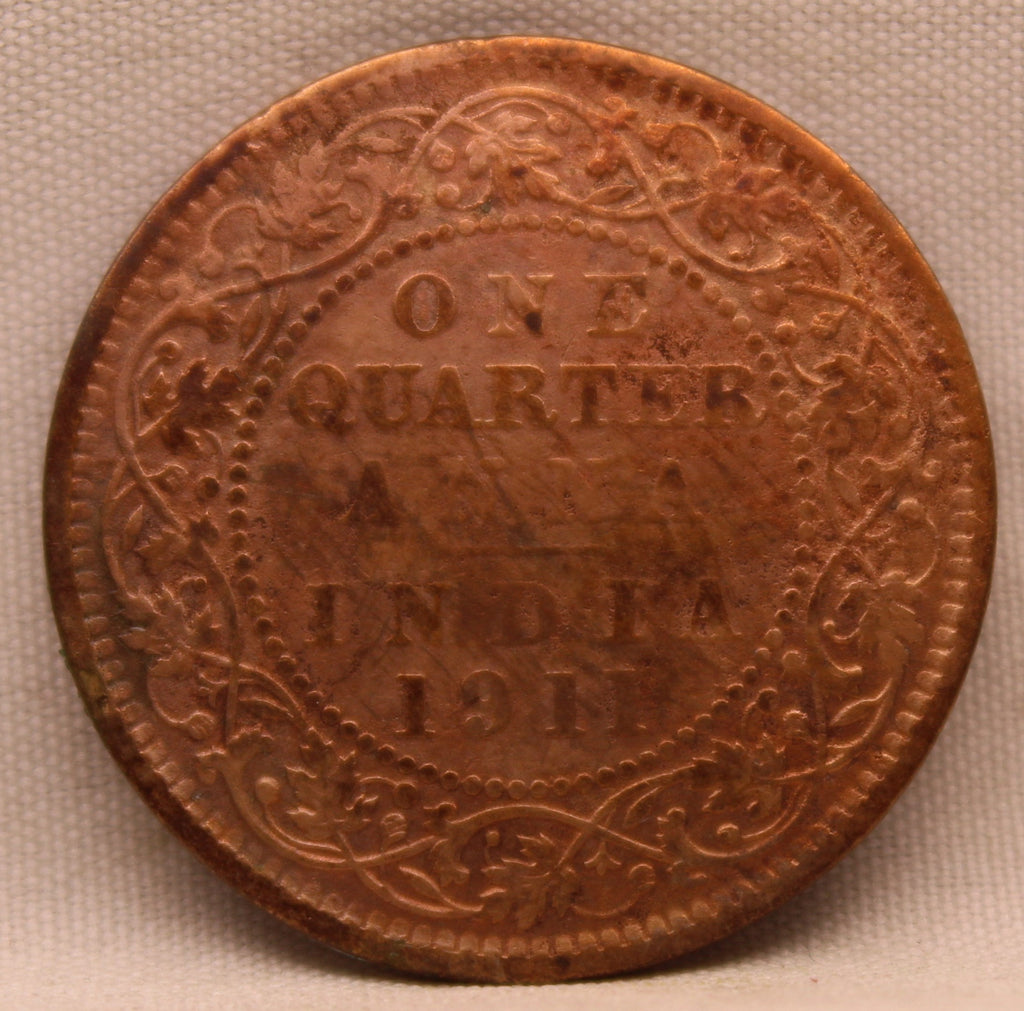 Quarter  Anna 1911 George V Copper coins