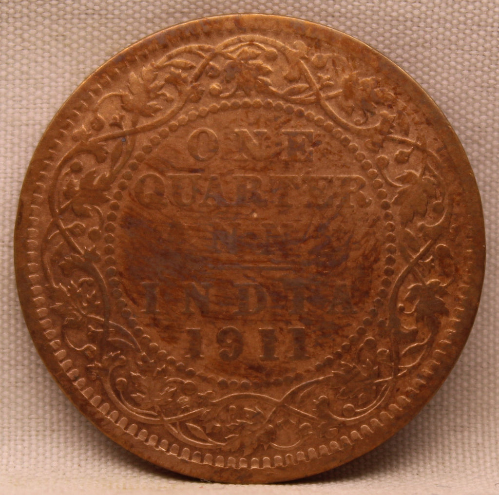 Quarter  Anna 1911 George V Copper coins