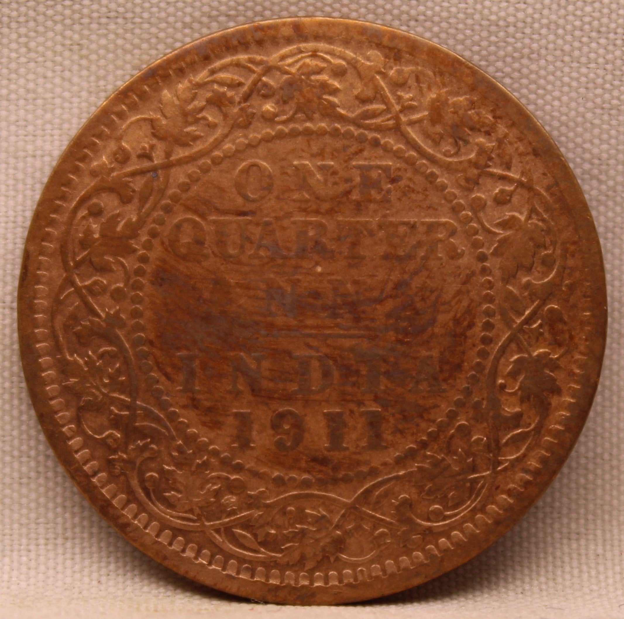 Quarter  Anna 1911 George V Copper coins