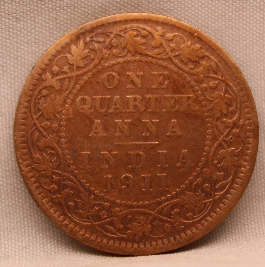 Quarter  Anna 1911 George V Copper coins