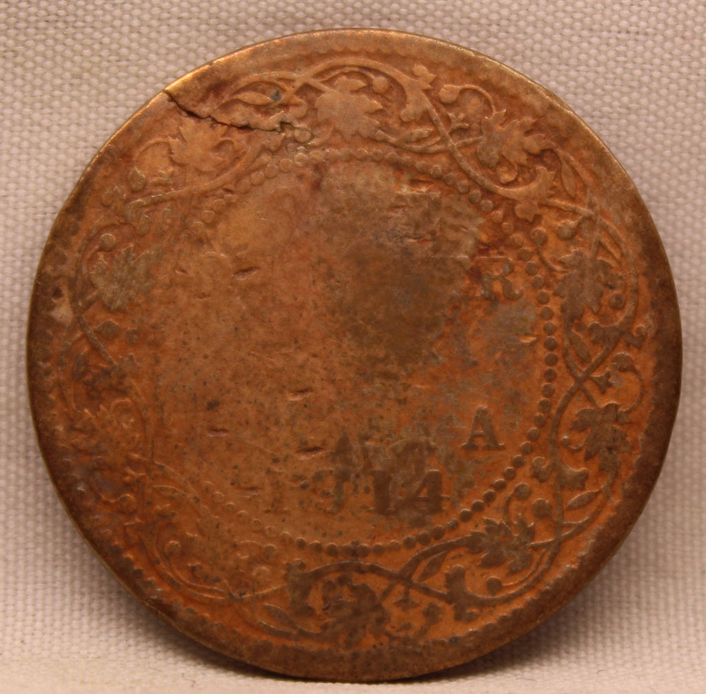 Quarter  Anna 1914 George V Copper coins