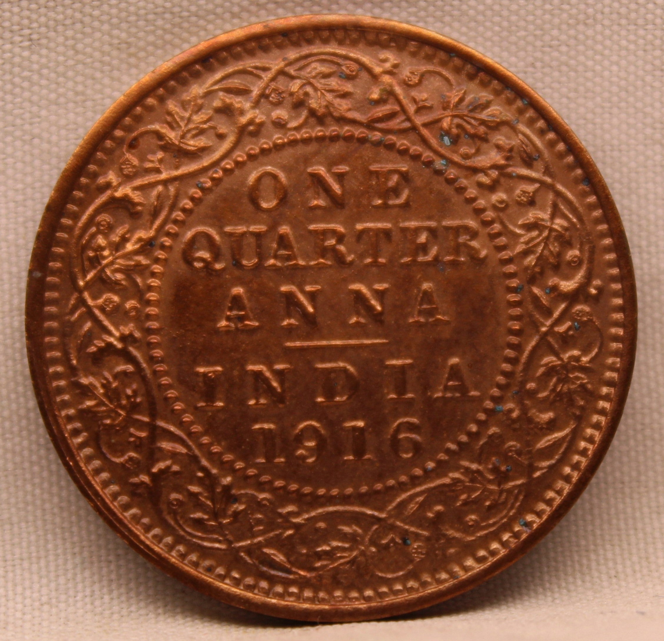 Quarter  Anna 1916 George V Copper coins