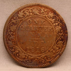 Quarter  Anna 1916 George V Copper coins