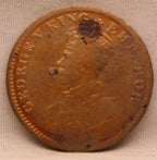 Quarter  Anna 1916 George V Copper coins