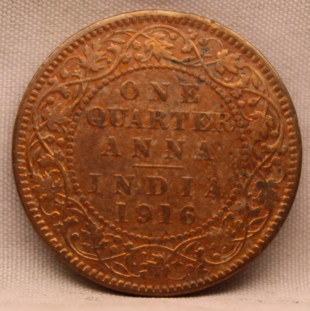 Quarter  Anna 1916 George V Copper coins