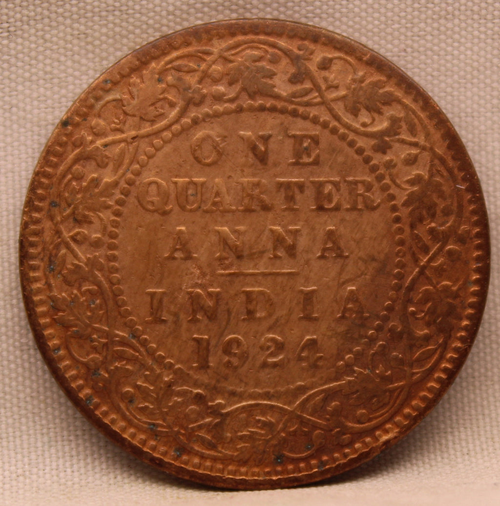 Quarter  Anna 1924 George V Copper coins