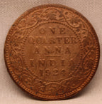 Quarter  Anna 1924 George V Copper coins