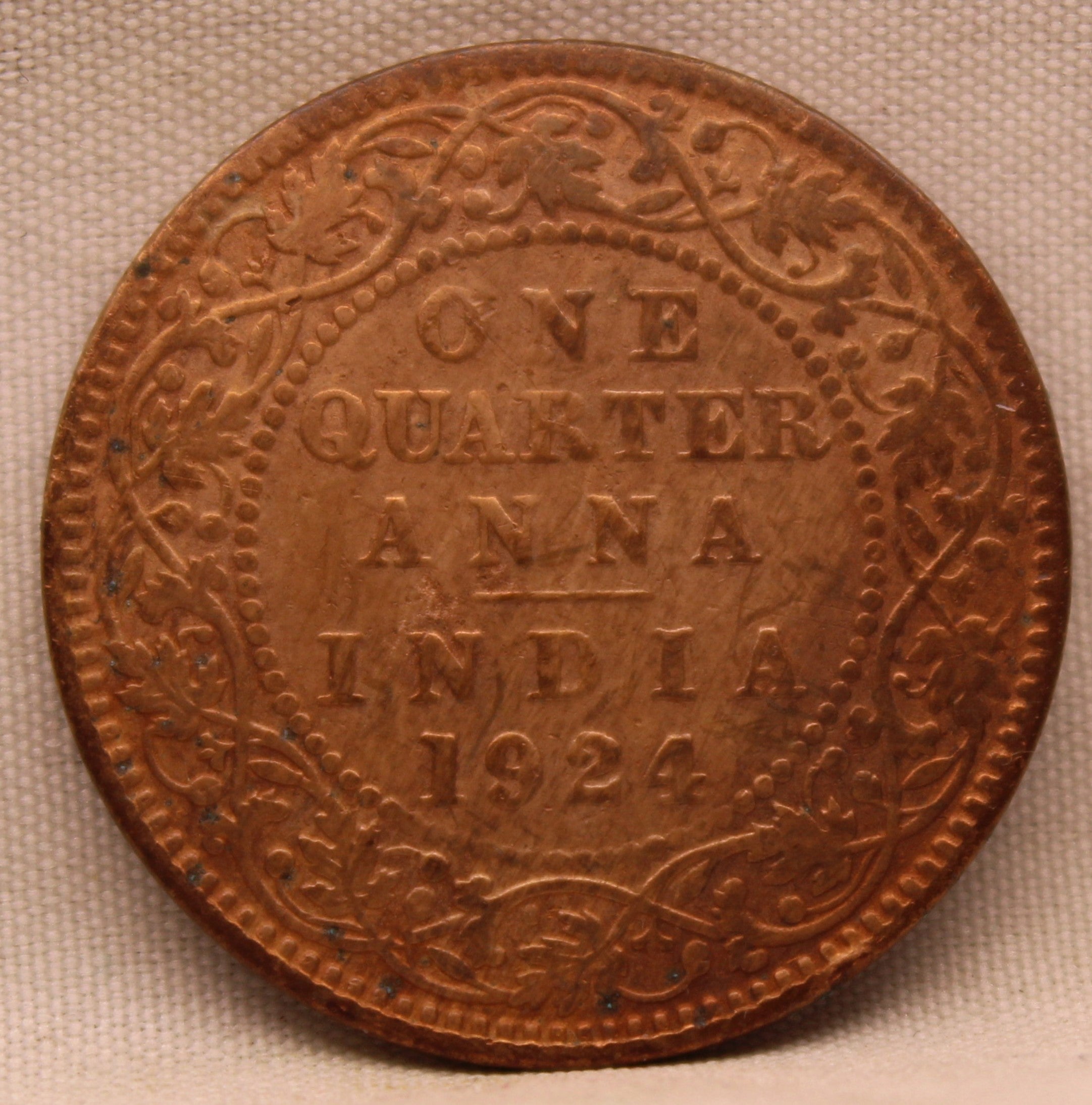 Quarter  Anna 1924 George V Copper coins