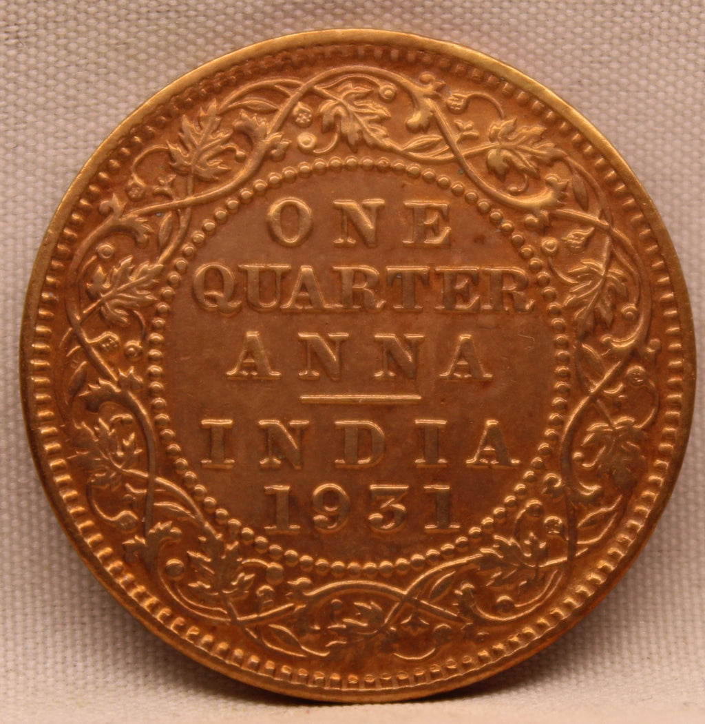 Quarter  Anna 1931 George V Copper coins