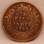 Half Pice 1912 George V Bronze coins
