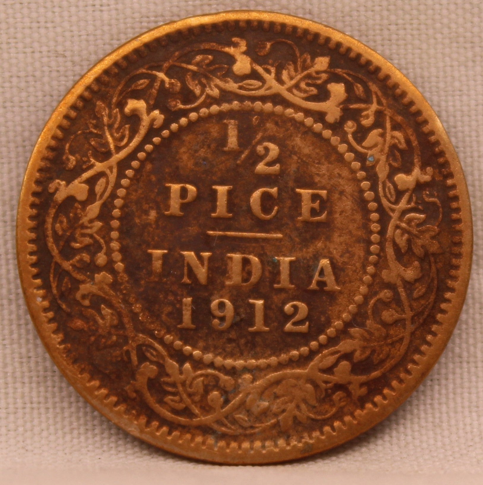 Half Pice 1912 George V Bronze coins