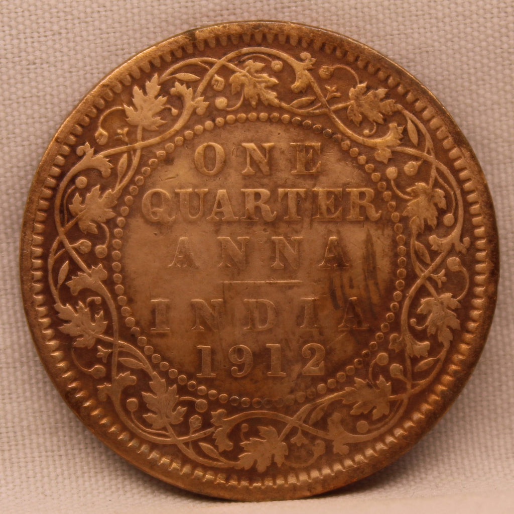 Quarter Anna 1912 George V Copper coins