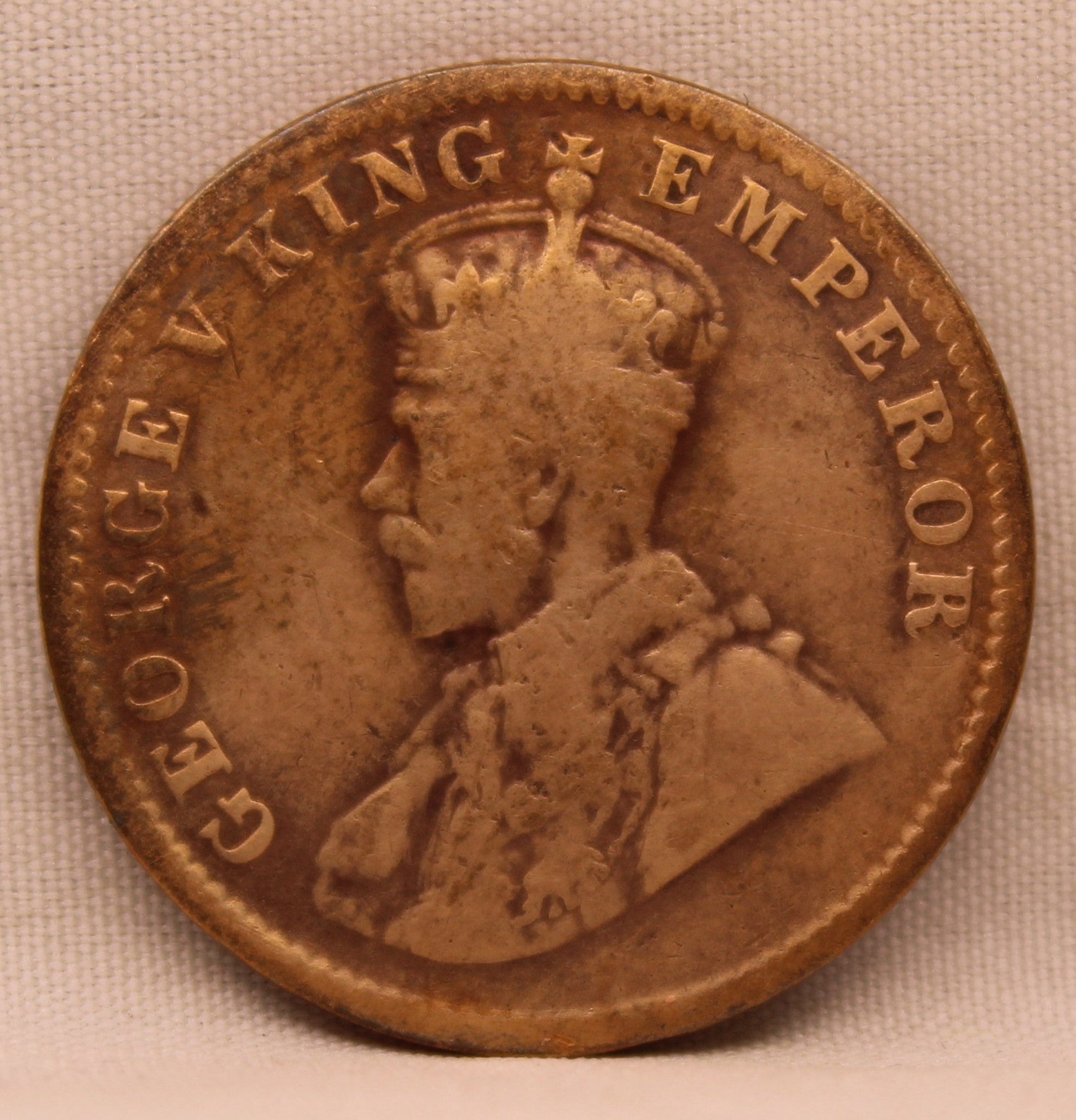 Quarter Anna 1912 George V Copper coins