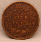 Half Pice 1912 George V Bronze coins