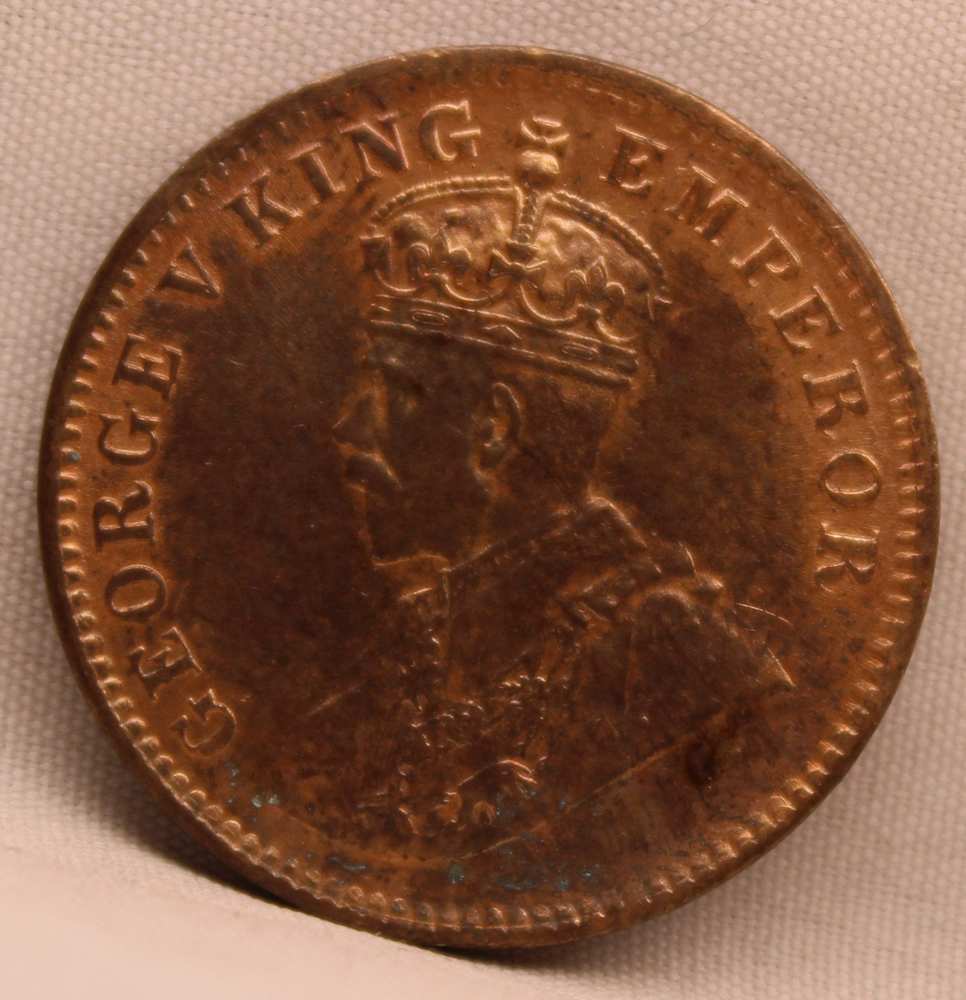 Quarter Anna 1912 George V Copper coins