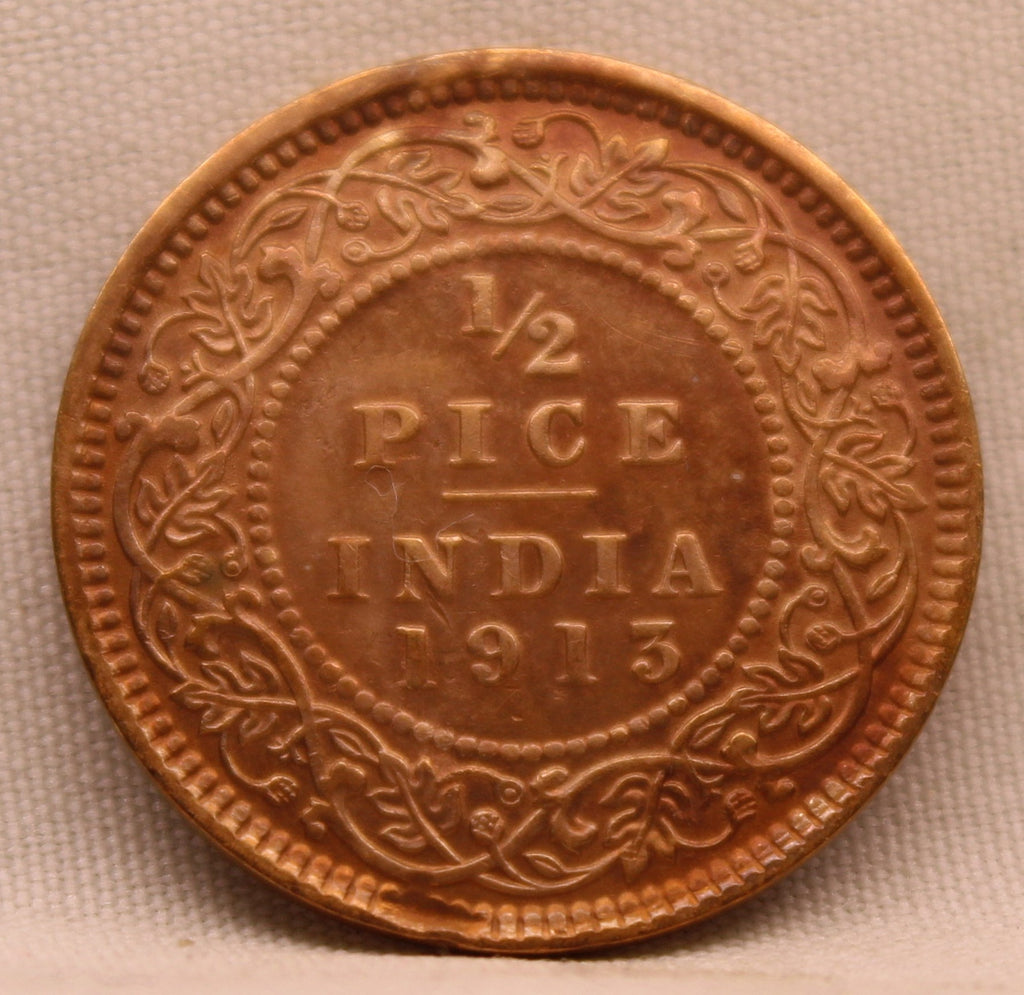 Half Pice 1913 George V coins