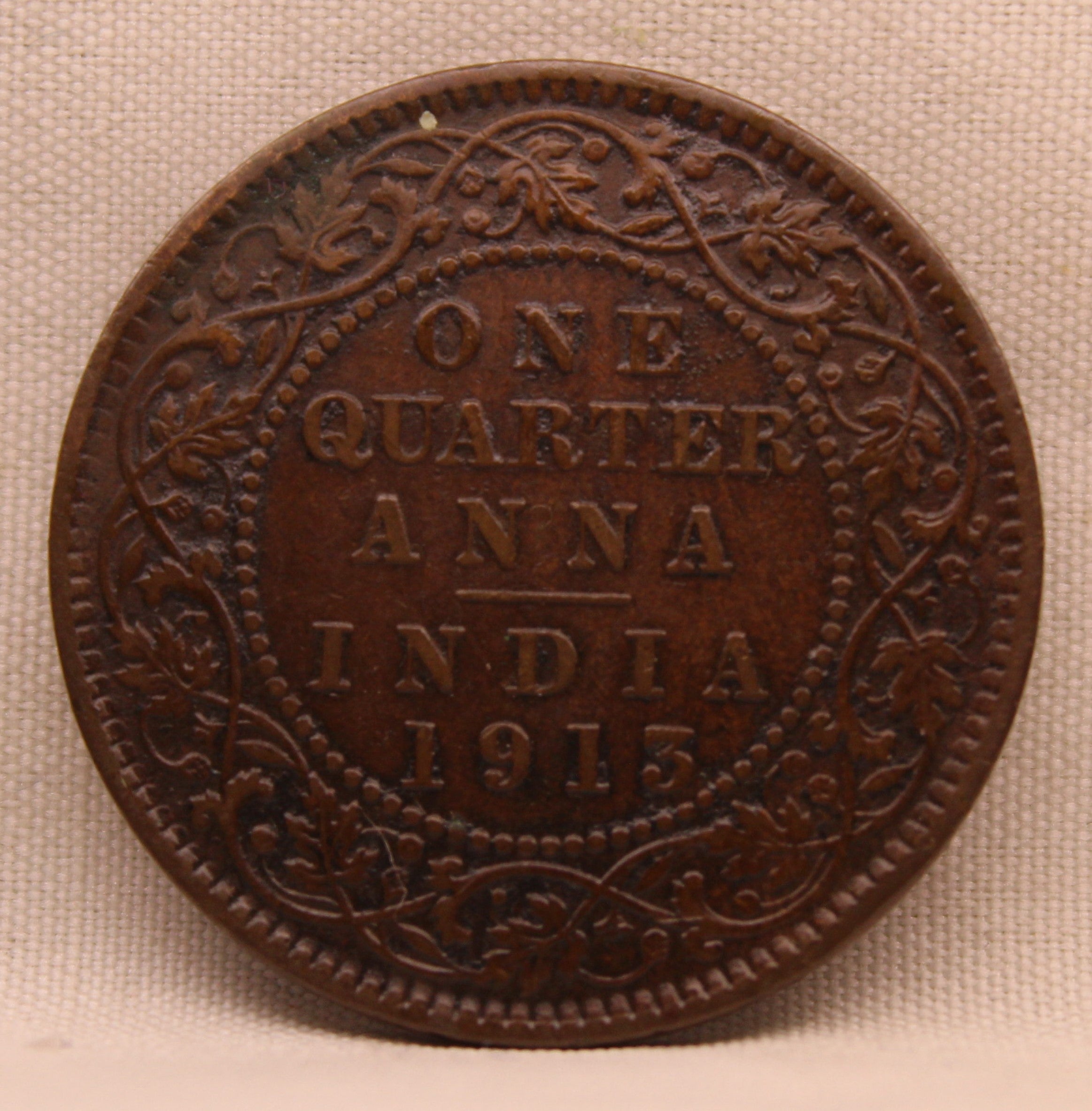 Quarter Anna 1913 George V coins