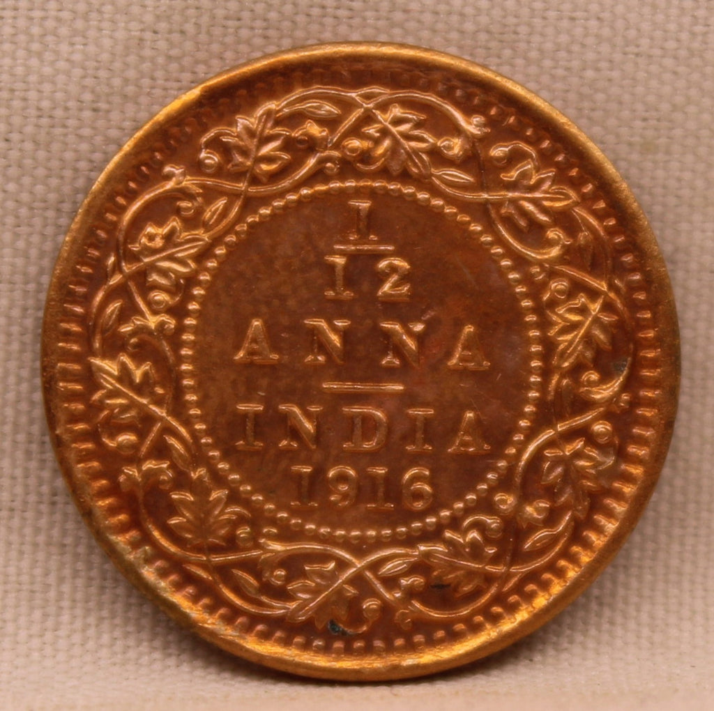 1\12 Anna 1916 George V coins