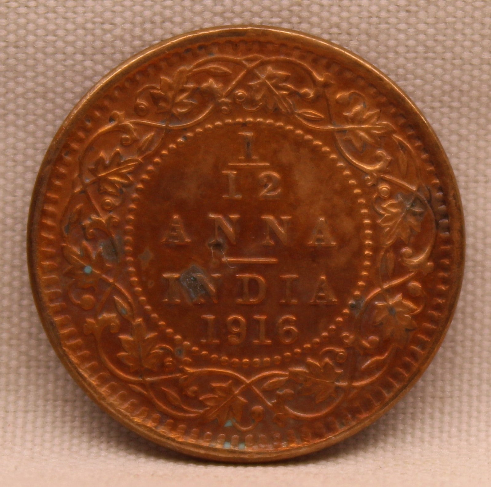 1\12 Anna 1916 George V coins