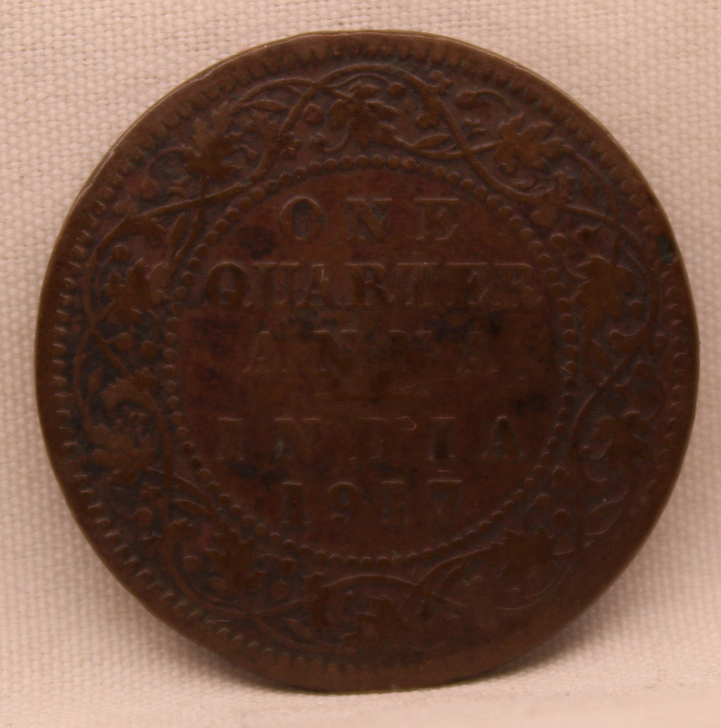 Quarter Anna 1917 George V Coins