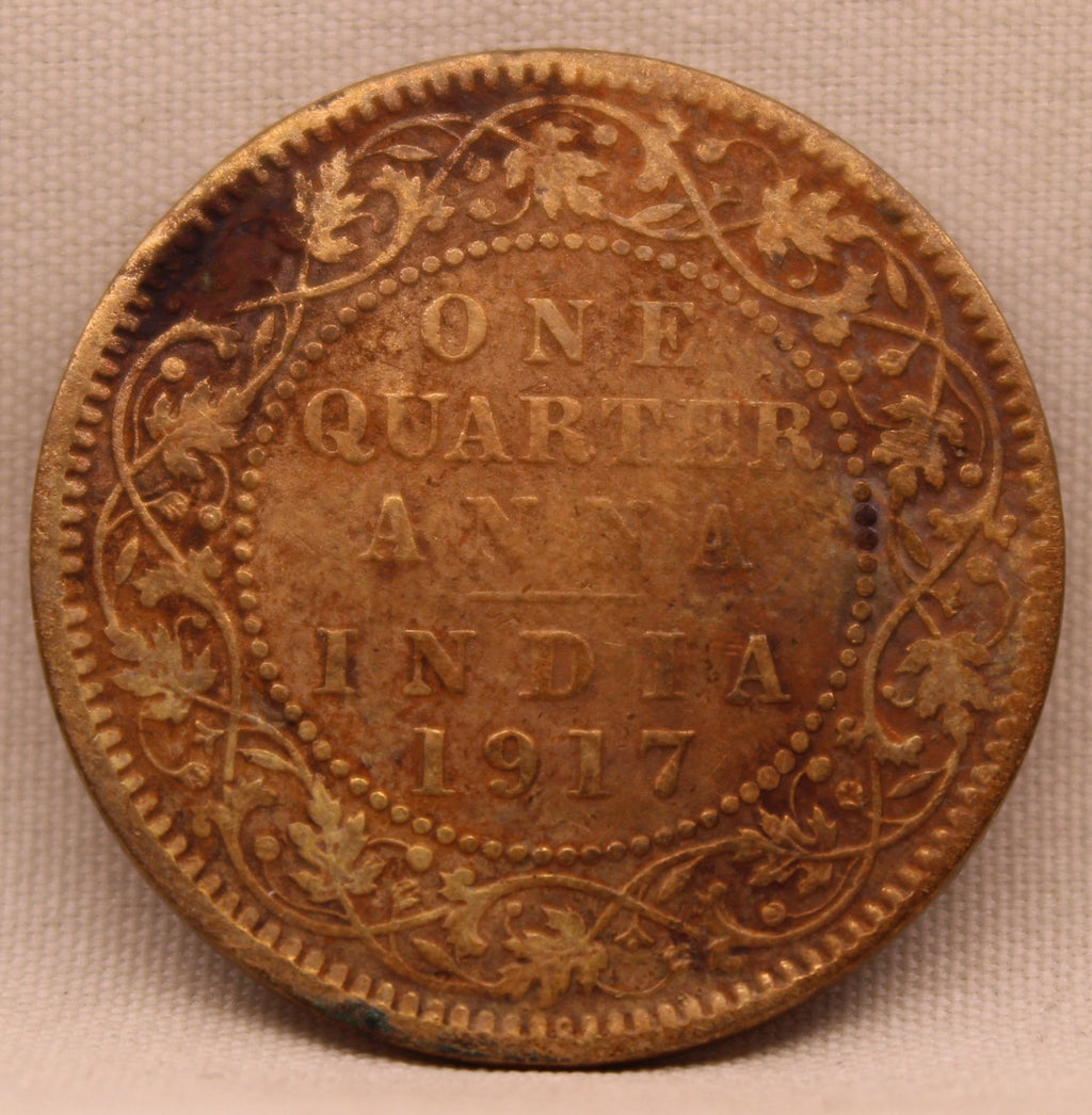 Quarter Anna 1917 George V Coins
