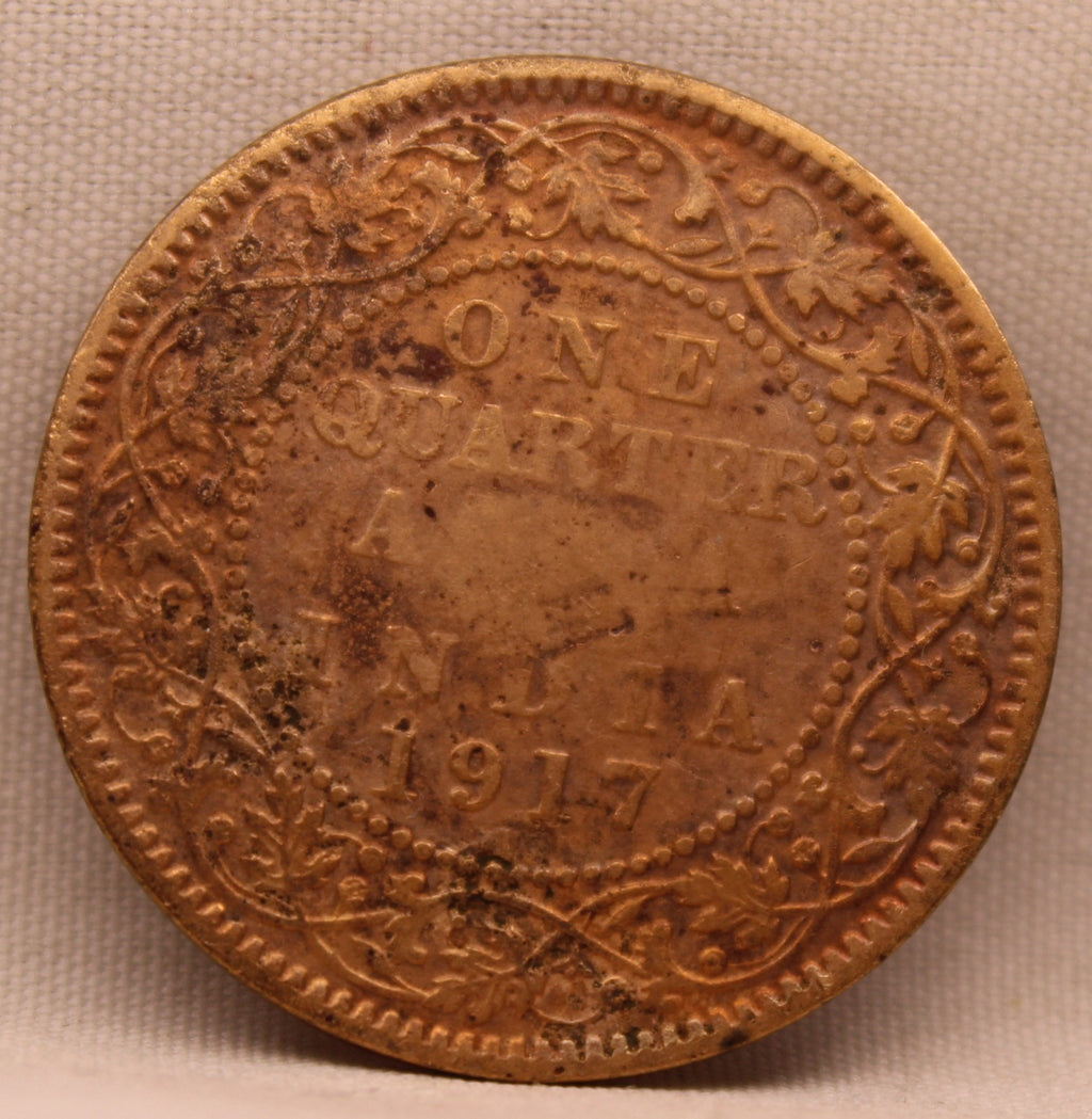 Quarter Anna 1917 George V Coins