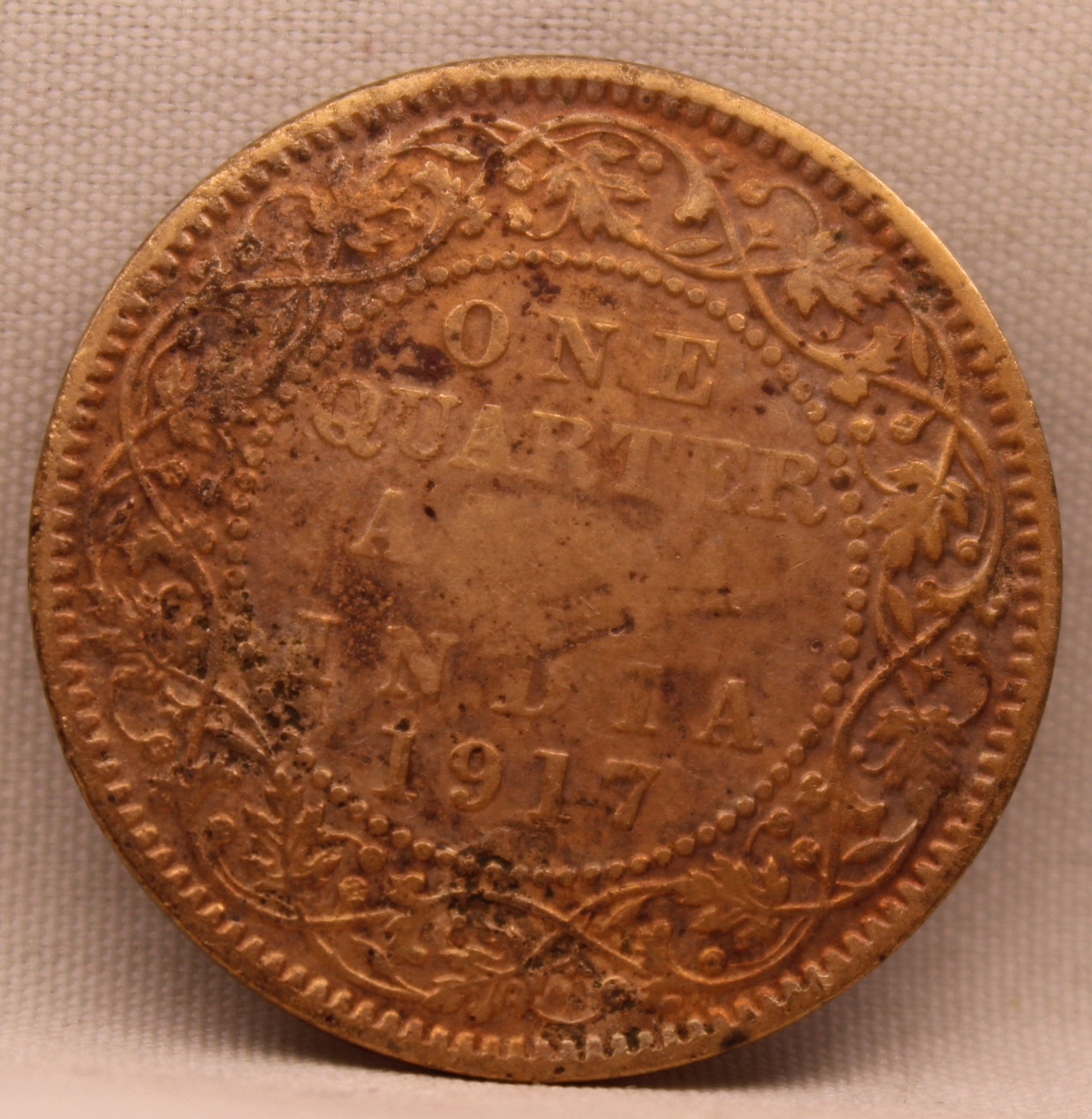 Quarter Anna 1917 George V Coins