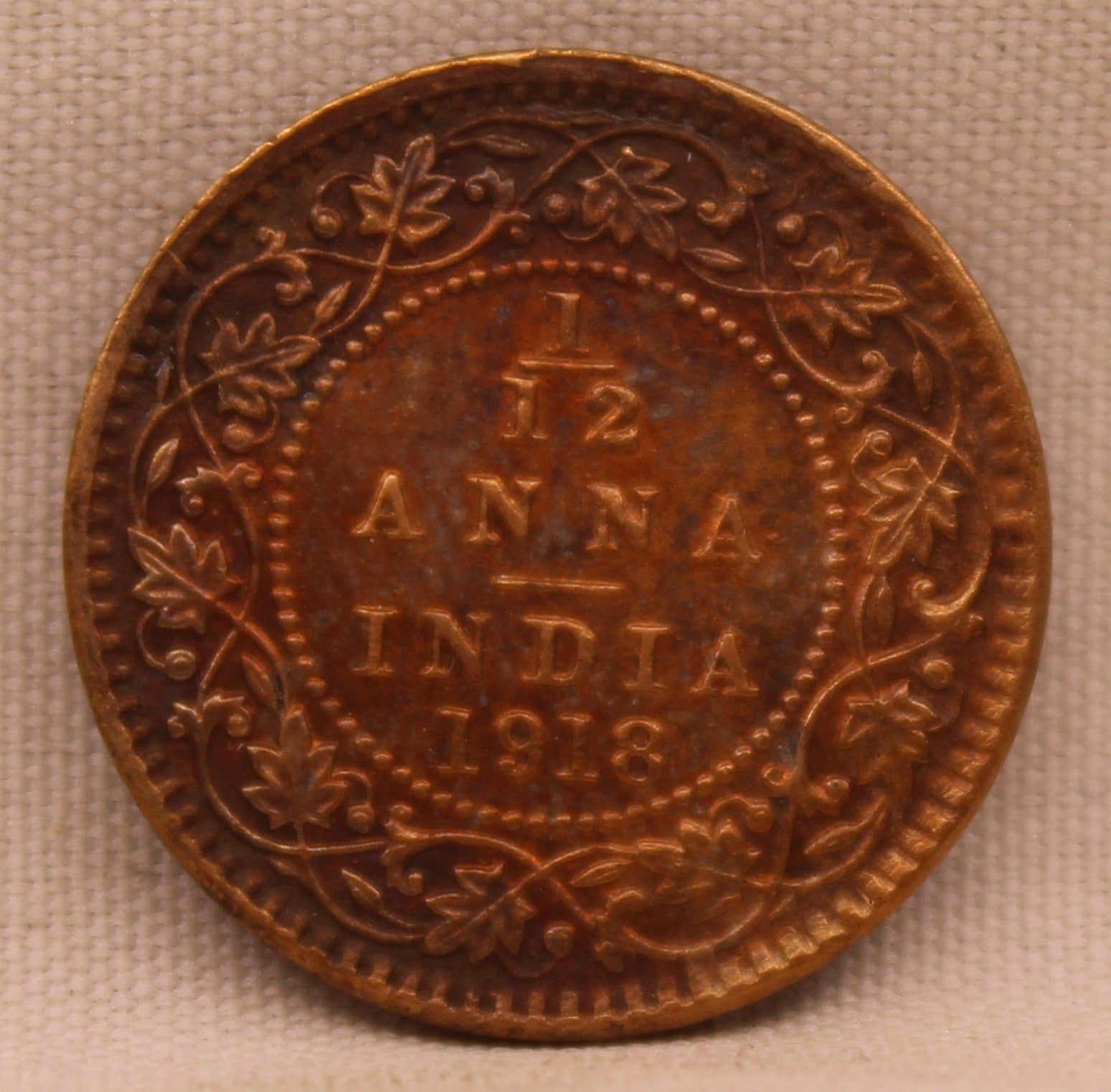 1\12 Anna 1918 George V Coins