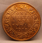 Quarter Anna 1918 George V Coins