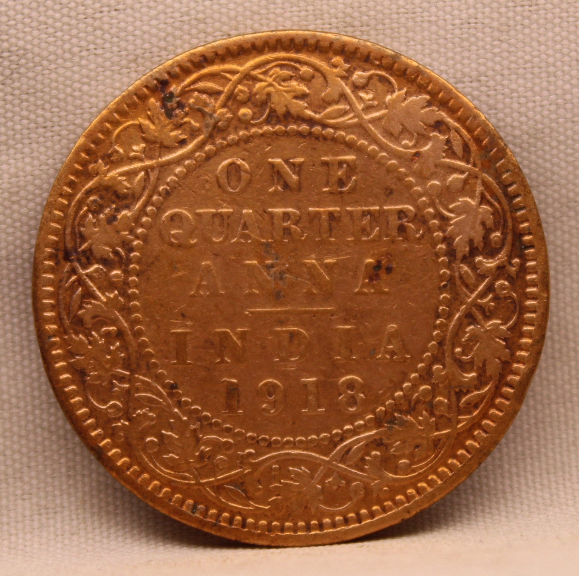 Quarter Anna 1918 George V Coins