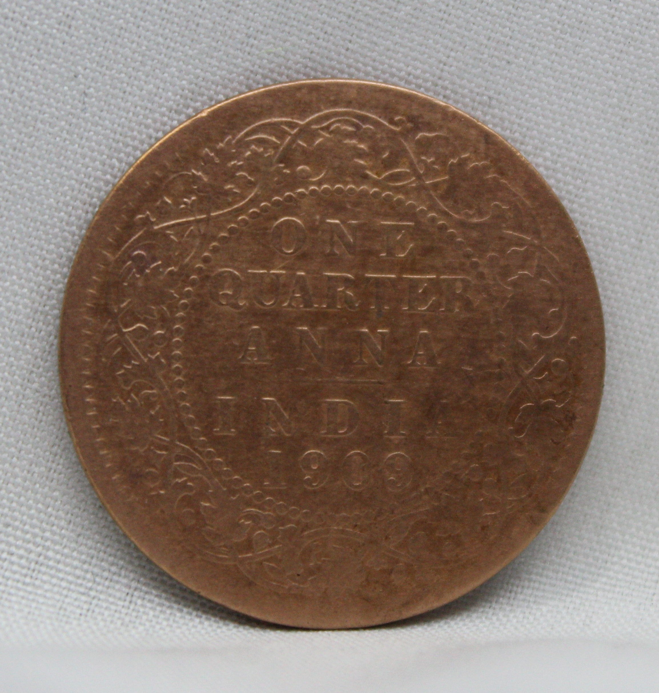 Quarter Anna 1909 Edward VII Bronze coins