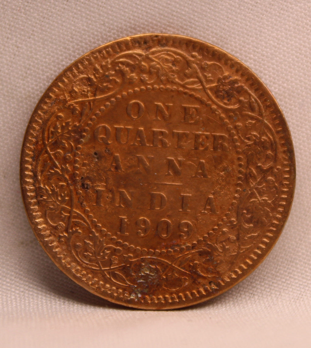 Quarter Anna 1909 Edward VII Bronze coins