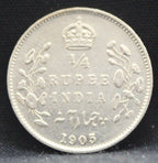 Quarter Rupees 1905 Edward VII Silver coins
