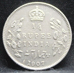 Quarter Rupees 1907 Edward VII Silver coins