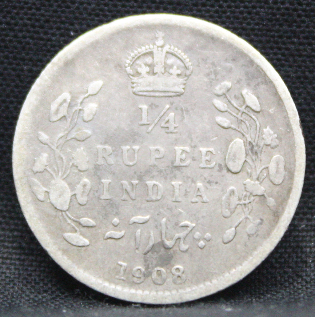 Quarter Rupees 1908 Edward VII Silver coins