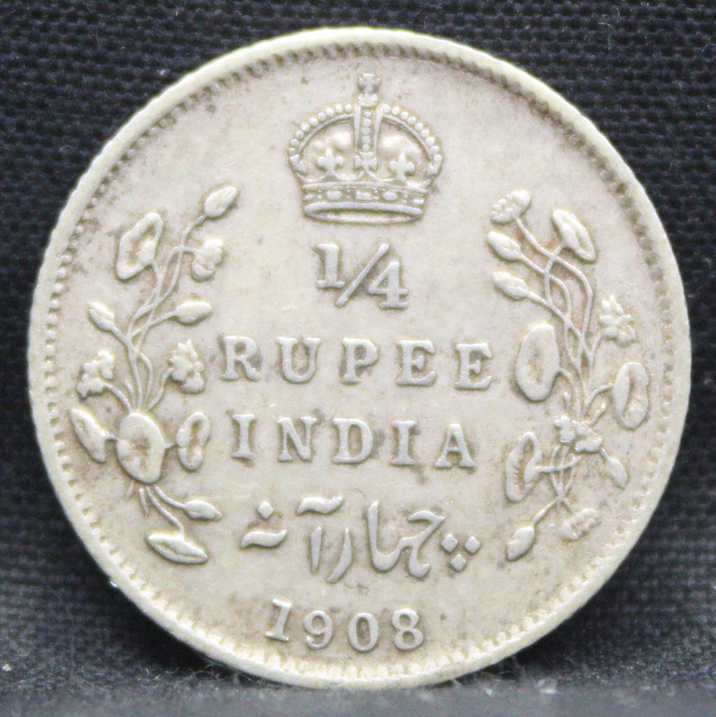 Quarter Rupees 1908 Edward VII Silver coins