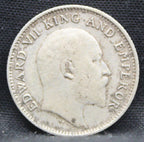 Quarter Rupees 1908 Edward VII Silver coins