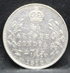 Quarter Rupees 1910 Edward VII Silver coins