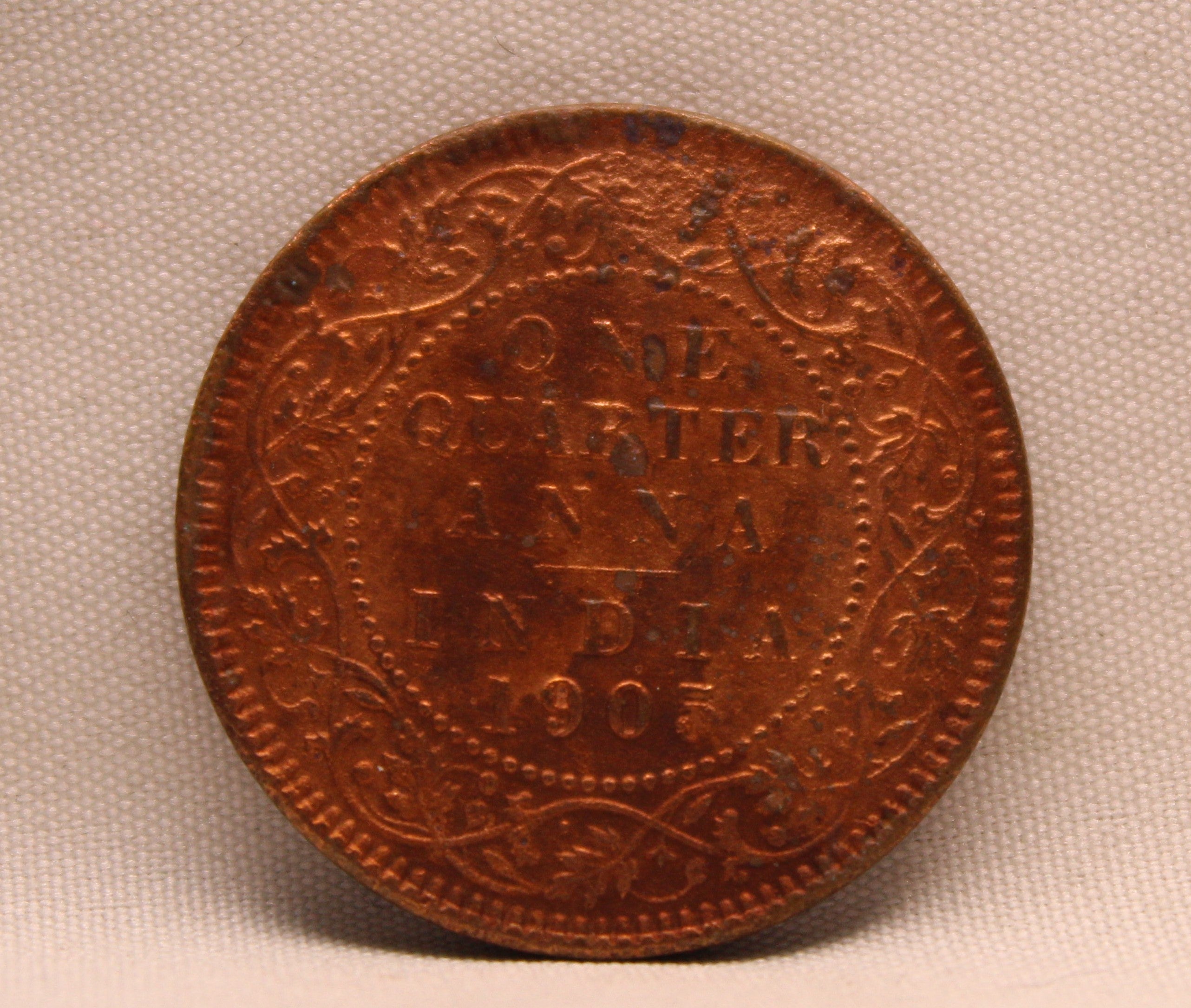 Quarter Anna 1905 Edward VII Bronze coins