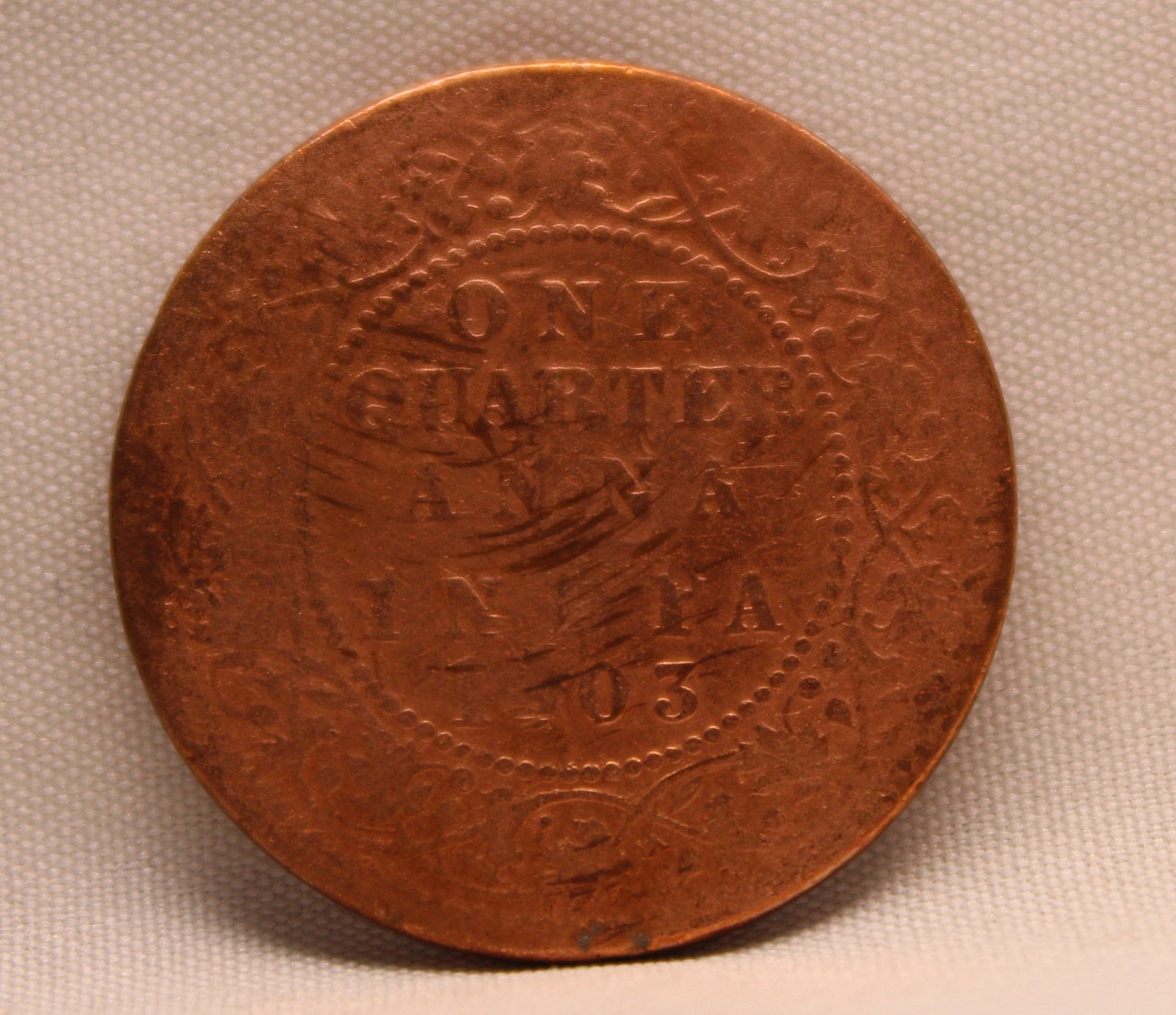 Quarter Anna 1903 Edward VII Bronze coins