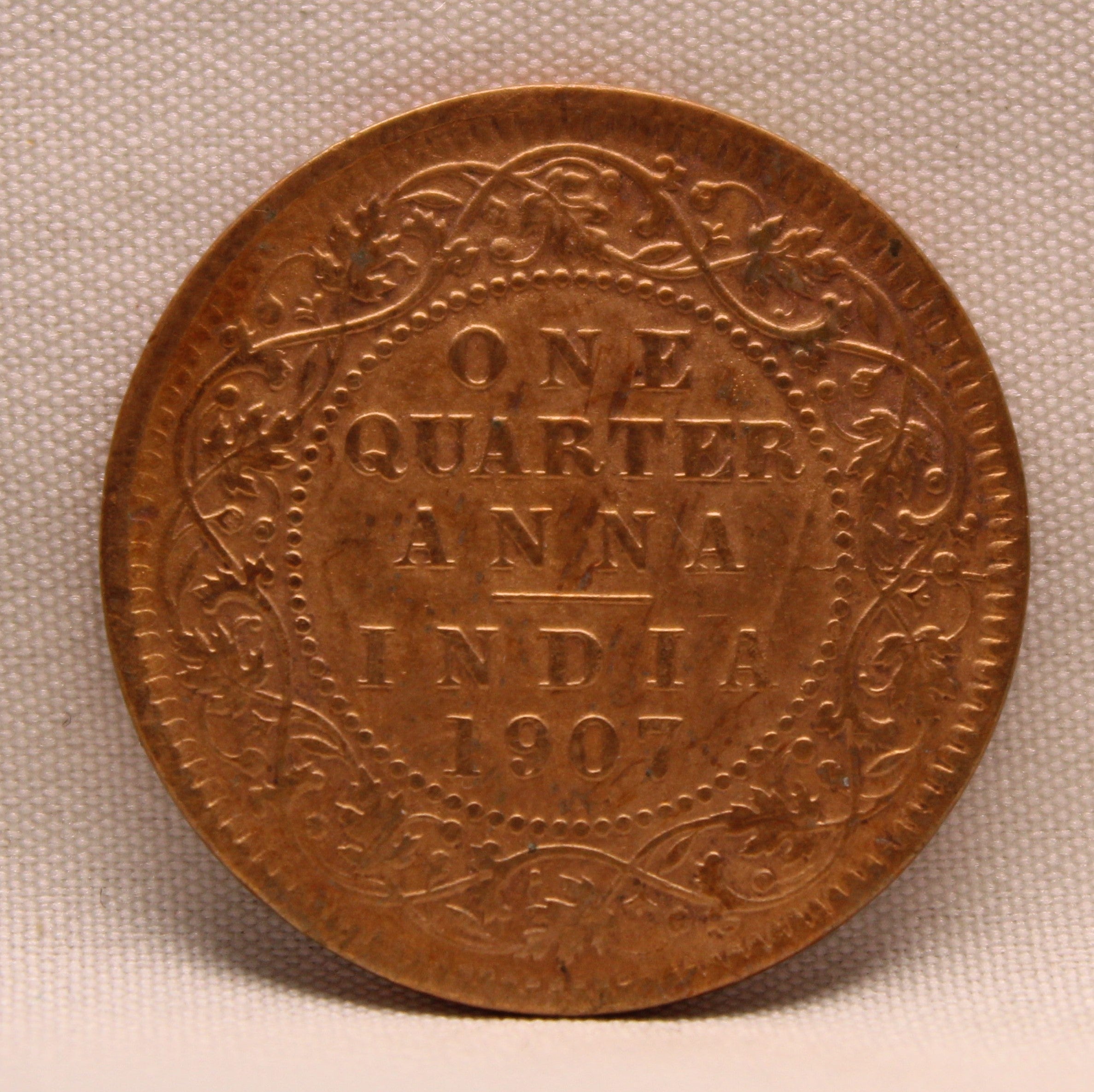Quarter Anna 1907 Edward VII Bronze coins