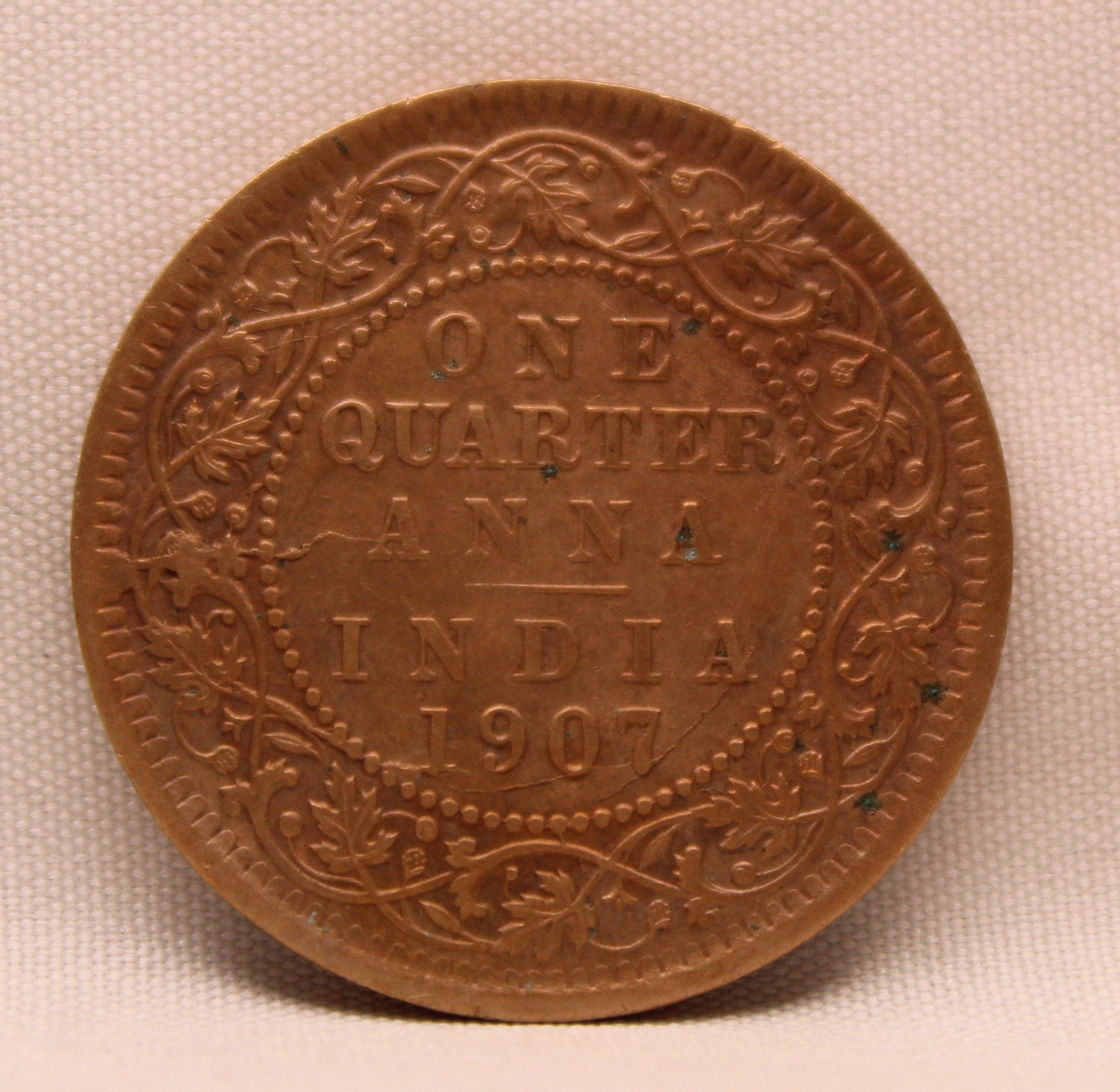 Quarter Anna 1907 Edward VII Bronze coins