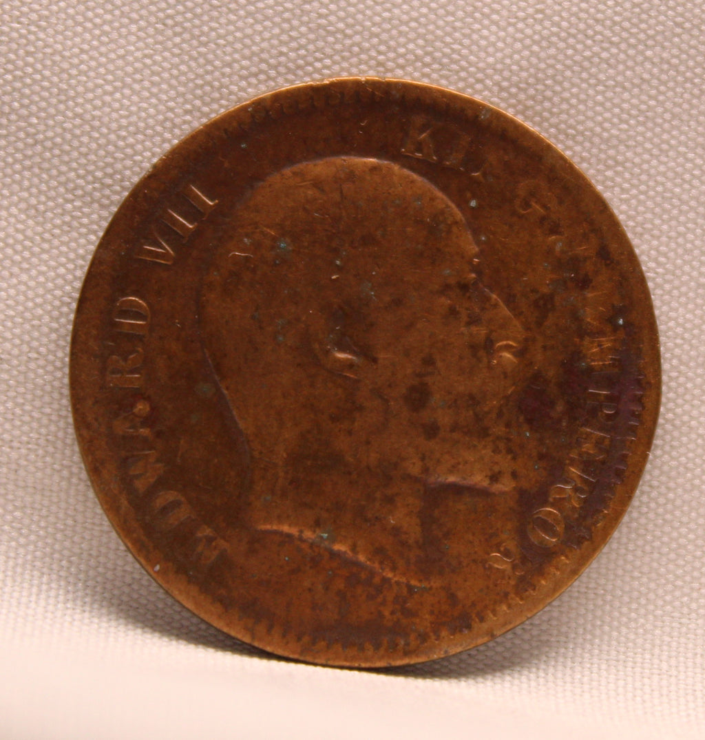 Quarter Anna 1907 Edward VII Bronze coins