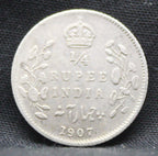 Quarter Rupees 1907 Edward VII Silver coins